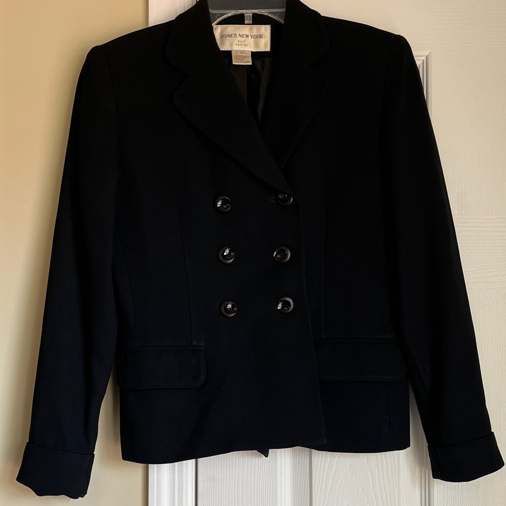 Jones New York Women's Double-Breasted Black Blazer